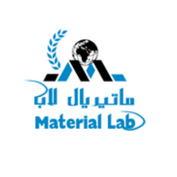 material-lab-corporate-logo Bilingual blue and black logo for "Material Lab" featuring a globe and "M" icon with a laurel wreath.